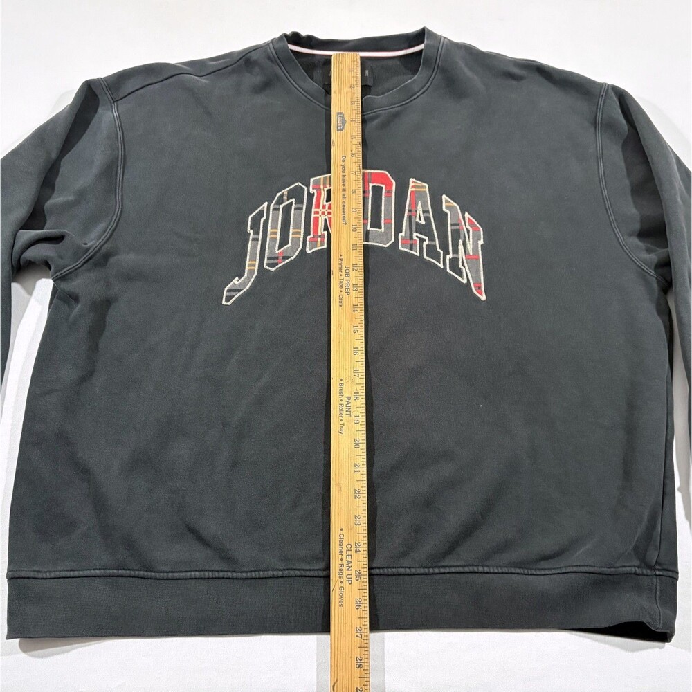 Air Jordan Essential Holiday Plaid Crewneck Sweatshirt Mens Black DQ7348 Sz 2XL - Picture 5 of 10